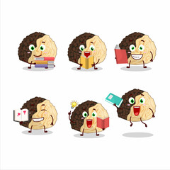 A picture of truffle cartoon character concept reading an amusing book