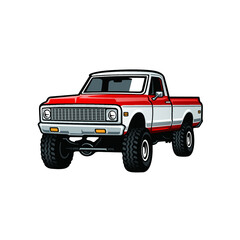 american old pick up truck isolated vector - obrazy, fototapety, plakaty