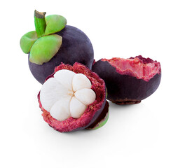 Mangosteen isolated on the white background .