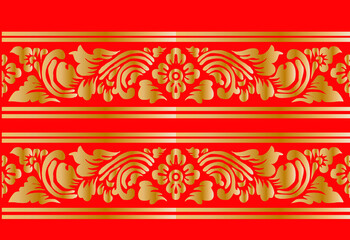 Obraz na płótnie Canvas Floral ornament, with golden color on red base, which is very exclusive