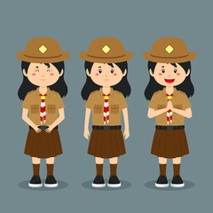 Indonesian Pramuka Character with Expression