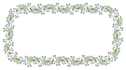 水彩風　ナチュラルなボタニカルフレーム　ベクターイラスト