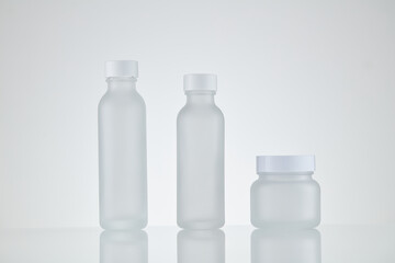 Set of Glass Bottles on white background. Empty label bottle used in design.
