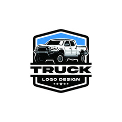 american pick up truck logo with emblem style - obrazy, fototapety, plakaty