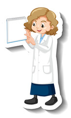 A girl in science gown cartoon character sticker