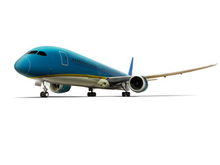 Airplane is landing isolated on white background