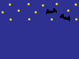コウモリと星の背景素材イラスト。ハロウィンで使える用。
