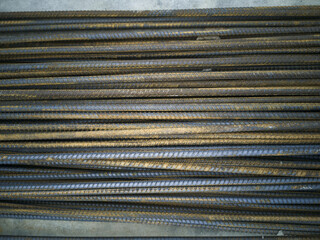 deformed bars is not bending, Rebar at a construction site, rust on steel