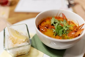 Tom Yam soup with crayfish