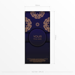 Stylish purple postcard design with luxurious Greek patterns. Stylish invitation with vintage ornament.