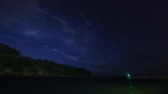 Time lapse of night sky and sea