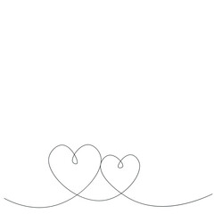 Hearts line drawing vector illustration
