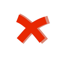 Fototapeta na wymiar Cross symbol. Blot and ban icon. Against and refusal. Flat cartoon illustration