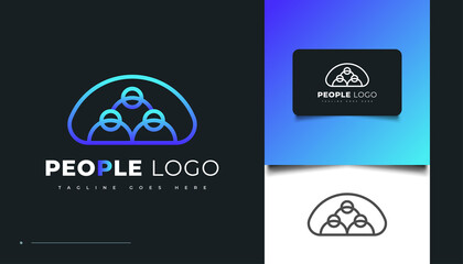 People Logo Design in Blue Modern Style. People, Community, Family, Network, Creative Hub, Group, Social Connection Logo or Icon for Business Identity
