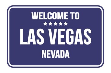 WELCOME TO LAS VEGAS - NEVADA, words written on blue street sign stamp