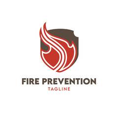 Fototapeta na wymiar Fire shield logo, suitable for fire prevention logo or fire safety logo or fire guard department. Editable to change color and text