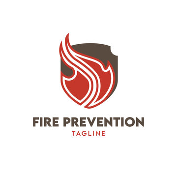 Fire shield logo, suitable for fire prevention logo or fire safety logo or fire guard department. Editable to change color and text