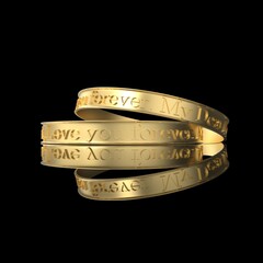 3D rendering pair of golden wedding rings