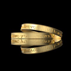 3D rendering pair of golden wedding rings