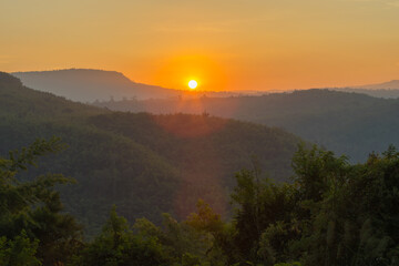 Beautiful of Sunrise over valley at north Thailand