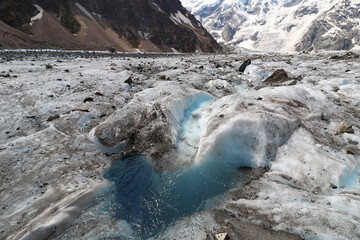 Bezengi glacier and the glacial landscape. Main Caucasian Range. 