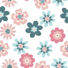 Seamless pattern for design and fashion prints. Vintage background. Seamless vector texture. Spring bouquet.