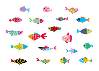 cute fish graphic vector set