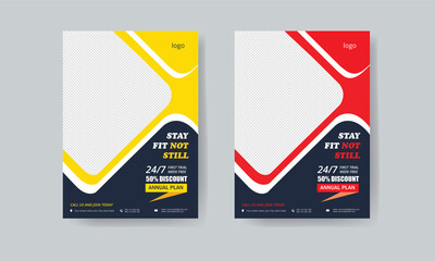 A4 Fitness flyer template with different color fitness flyer template