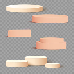 Cream 3d square and circle set templates for presentation with shadow background. Vector