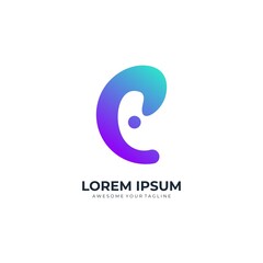 Logo letter e technology gradient color modern