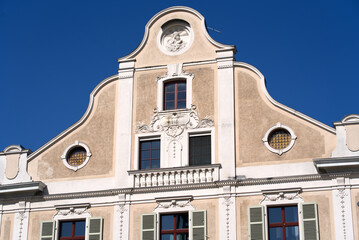 Beautiful facade at the old town of Bregenz on a sunny summer day. Photo taken August 14th, 2021,...