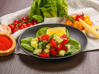 Season vegetable salad with tomato