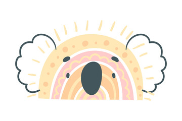 Cute Rainbow Koala for Childish Nursery Decor Vector Illustration