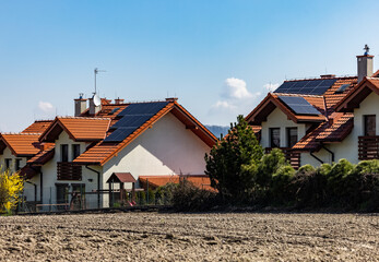 Solar electric panels on a house roof