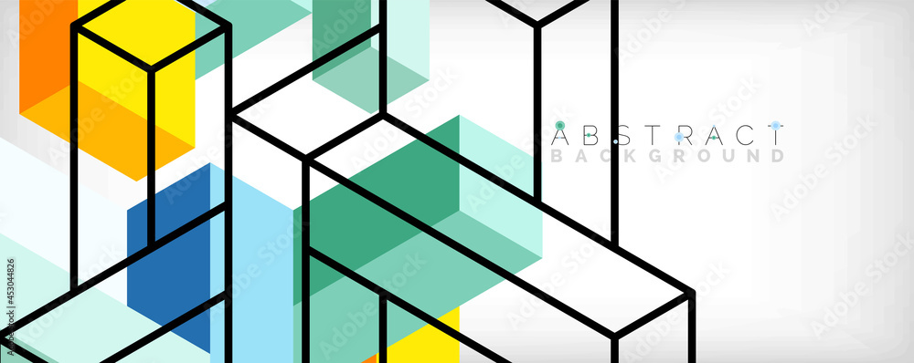 Poster abstract background. 3d cubes, cubic elements and blocks. techno or business concept for wallpaper, 