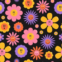 Seamless pattern with flowers. Colorful endless