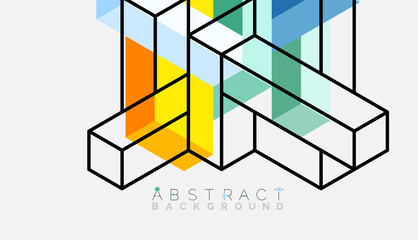 Abstract background. 3d cubes, cubic elements and blocks. Techno or business concept for wallpaper, banner, background, landing page