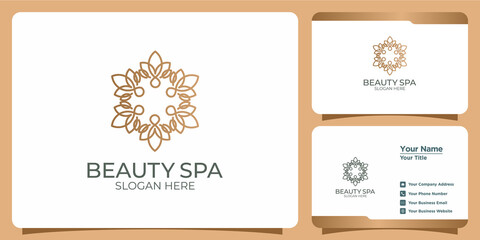 Set of hand drawn modern and feminine beauty template logos and business cards