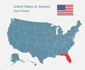 Vector map country USA and state Florida