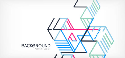 Abstract background. Color lines on white background. Linear abstract composition. Techno or business concept for wallpaper, banner, background, landing page