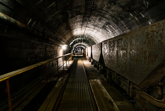 Mine train close-up in the Cogne mine