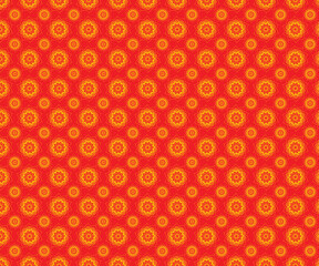 Yellow Line Mandala Flower Art Red Background