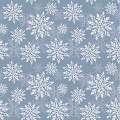 Beautiful seamless pattern with a round snowflake on a colored background. Vector illustration. Winter motifs