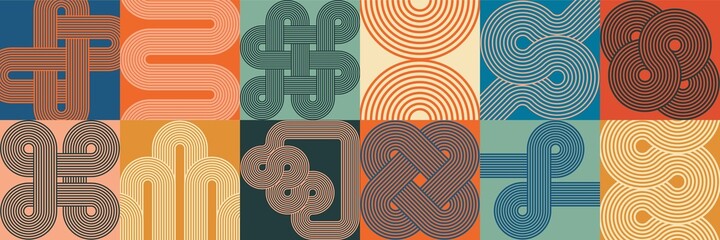 Composition with line art geometric forms - obrazy, fototapety, plakaty