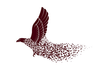 flying bird with crumbling tail vector illustration