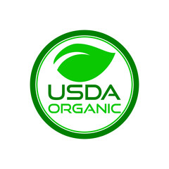 Green USDA organic sign isolated on white background