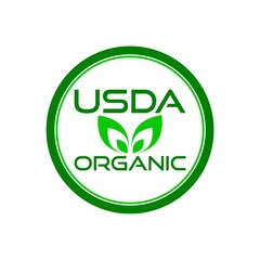 Green USDA organic sign isolated on white background
