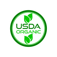 Green USDA organic sign isolated on white background