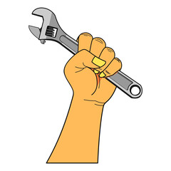 illustration of hand holding wrench