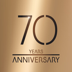 70 years anniversary vector icon,  logo. Design element with golden number on background for 70th anniversary